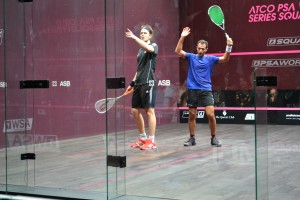 Amr Shabana on court with James Willstrop